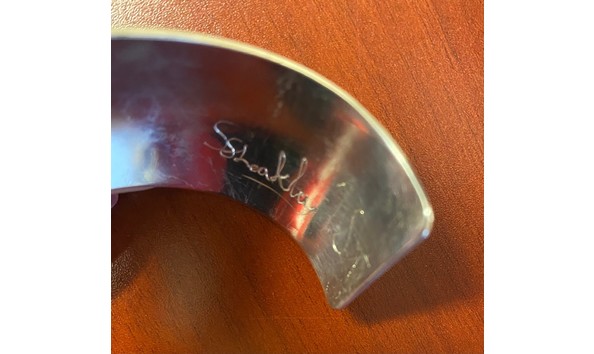 Big image carved silver lovebirds bracelet by sam sheakley 1