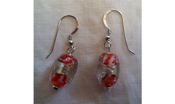 Big image orange silver earrings