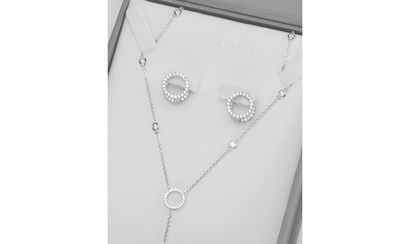 Big image lovely lariat necklace and earrings white gold  image 2 