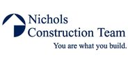 Sponsor logo nichols constructionteam dk blue logo bigger arrow 768x233