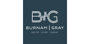 Sponsor logo burnam gray blue and white icon